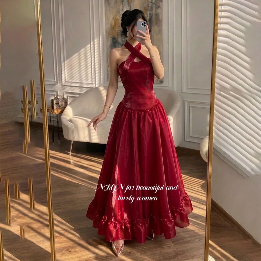 

NFYN Halter Prom Dress with Pleats Evening Dress A Line Princess Party Dress فساتين مناسبة رسمية Customized