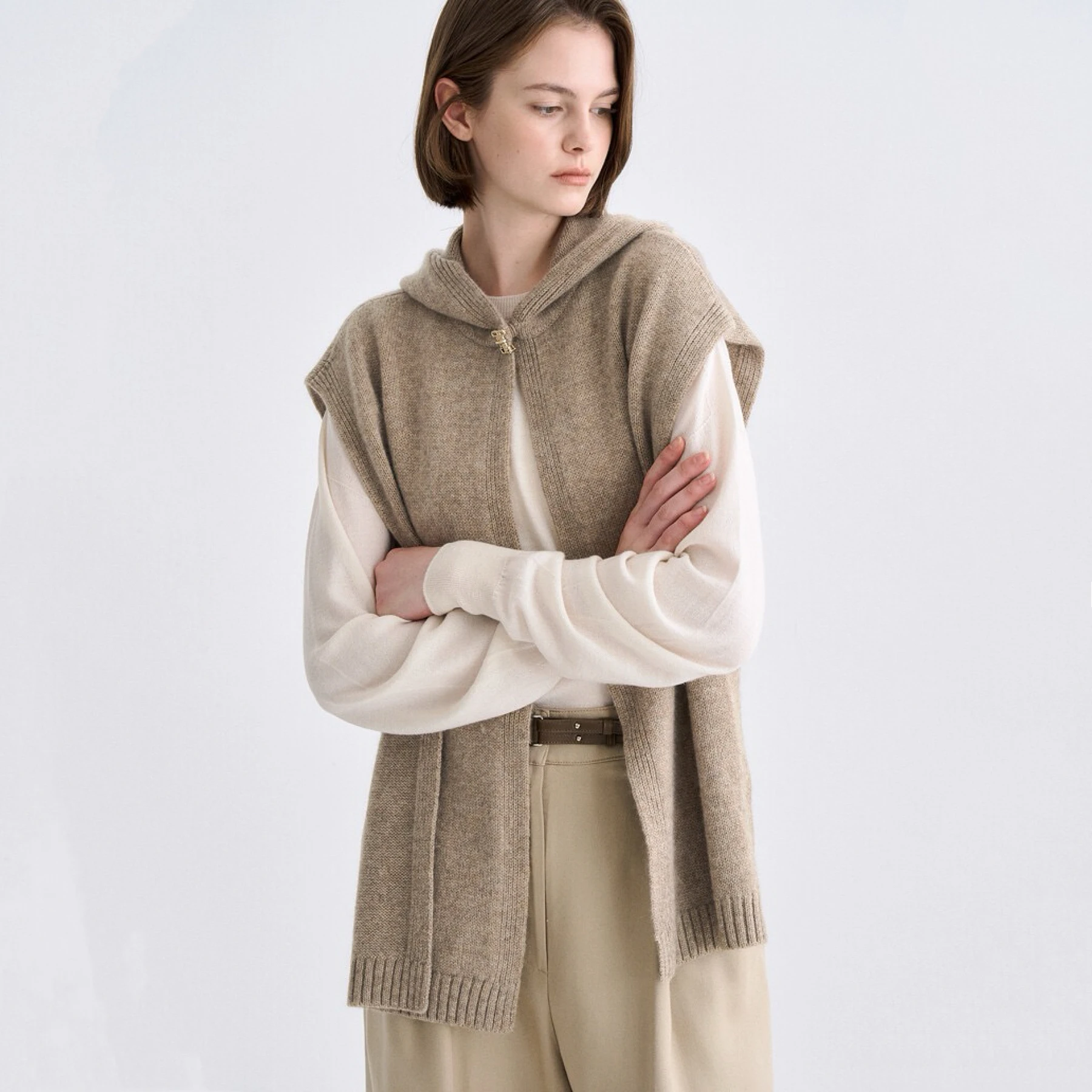 

Hooded Lemon Cheese T25 Autumn Faionable Versatile Commute Sle Open Cardigan Bal Regular Length Pure Color Sweater