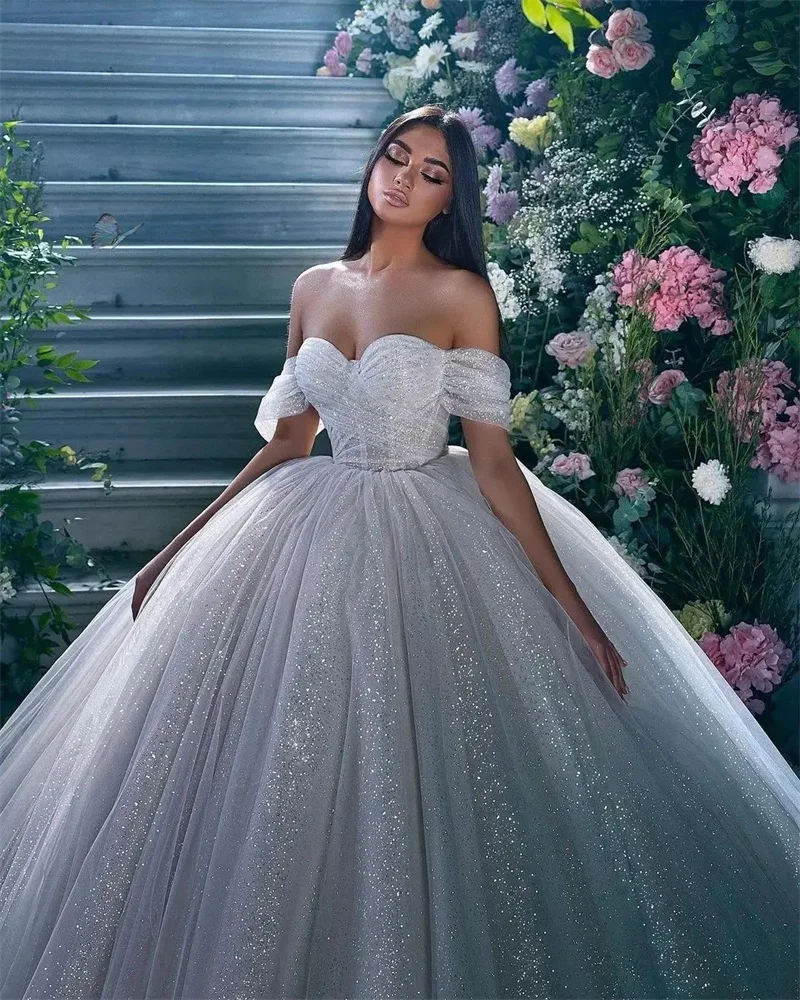 Vestido De novia con lentejuelas brillantes, vestido De novia De lujo, hecho a medida, con cordones en la espalda