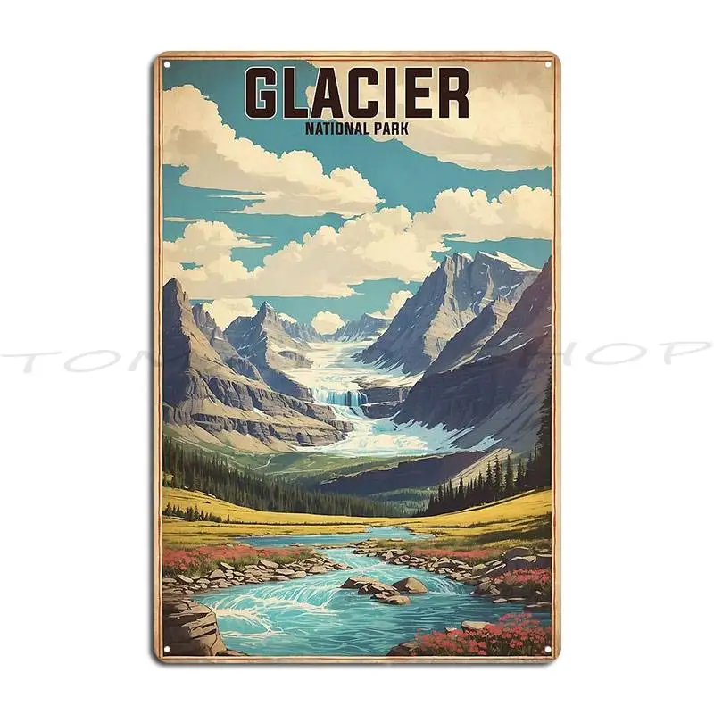 Glacier National Park Vintage Travel Tourism Metal Plaque Cinema Club Personalized Customize Character Tin Sign Poster