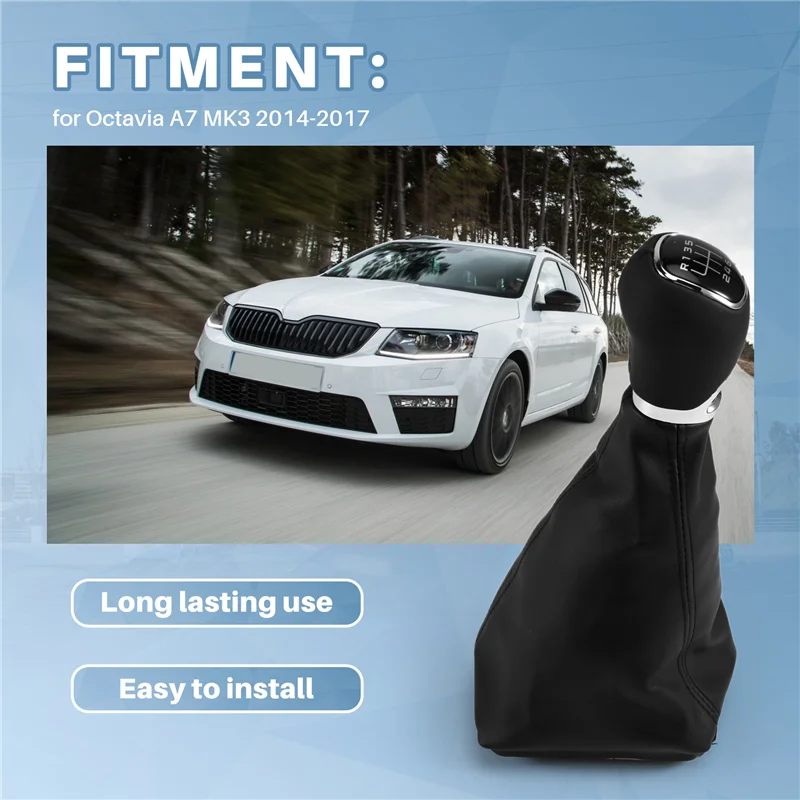 

AR-Car 6-скоростная ручка переключения передач из искусственной кожи, рычаг переключения передач, пылезащитный чехол для Skoda Octavia A7 MK3 2014-2017