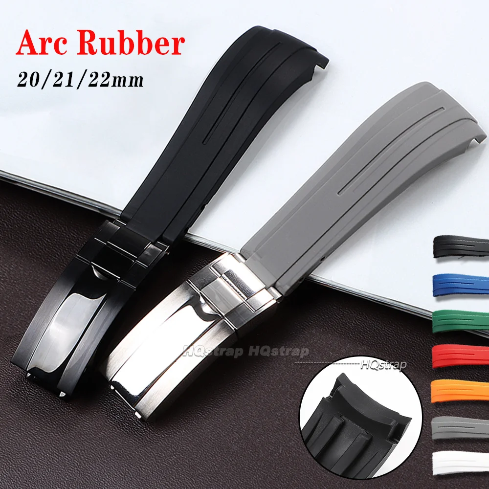 nova-pulseira-de-borracha-com-extremidade-curvada-20mm-22mm-21mm-universal-para-relogios-rolex-e-omega-com-fecho-dobravel-a-prova-d'Agua