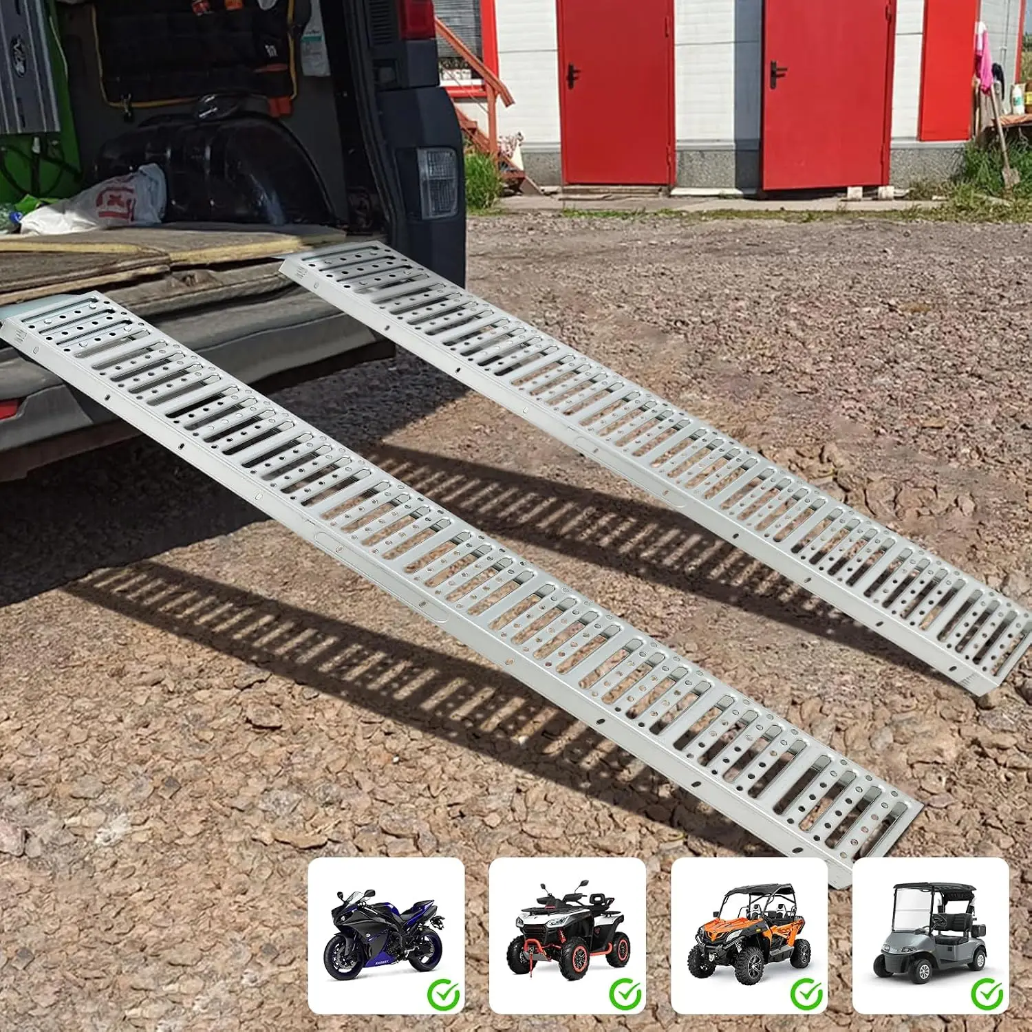 72x 9Inch Heavy Duty Steel Loading Ramps Vehicle Access Ramp 1000 Lbs Capacity Loading Ramp Suitable for ATVs/UTVs/Motorcycles