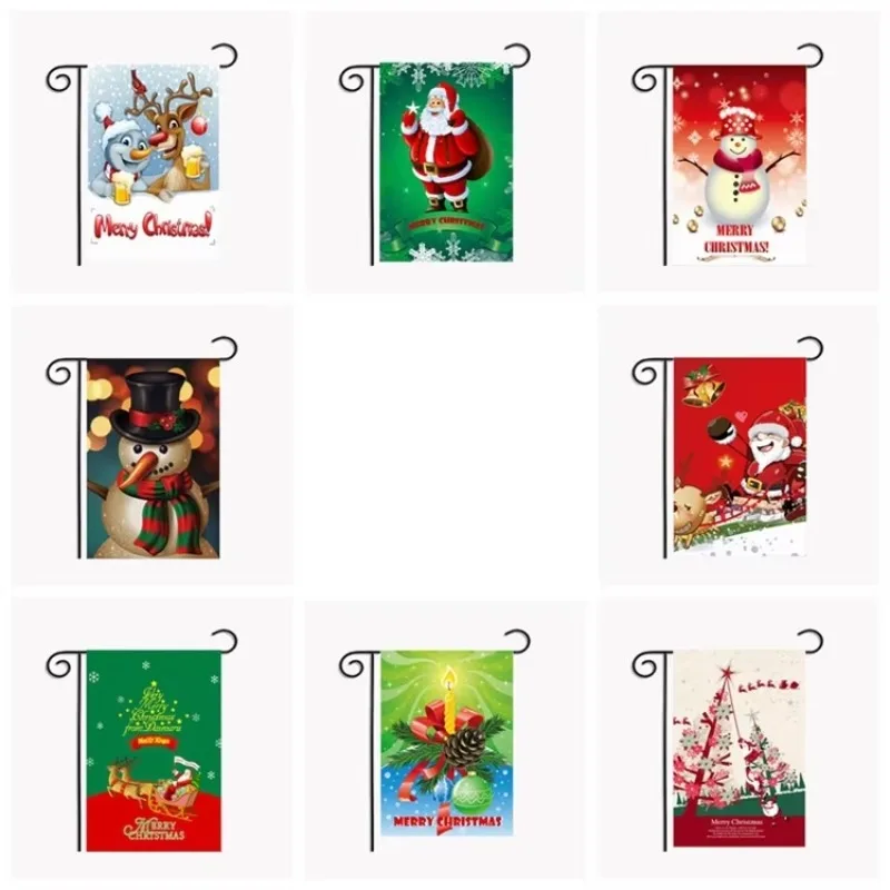 

50pcs Christmas Garden Flags 30*45cm Happy New Year Polyester Garden Flags Christmas Banner Decorations