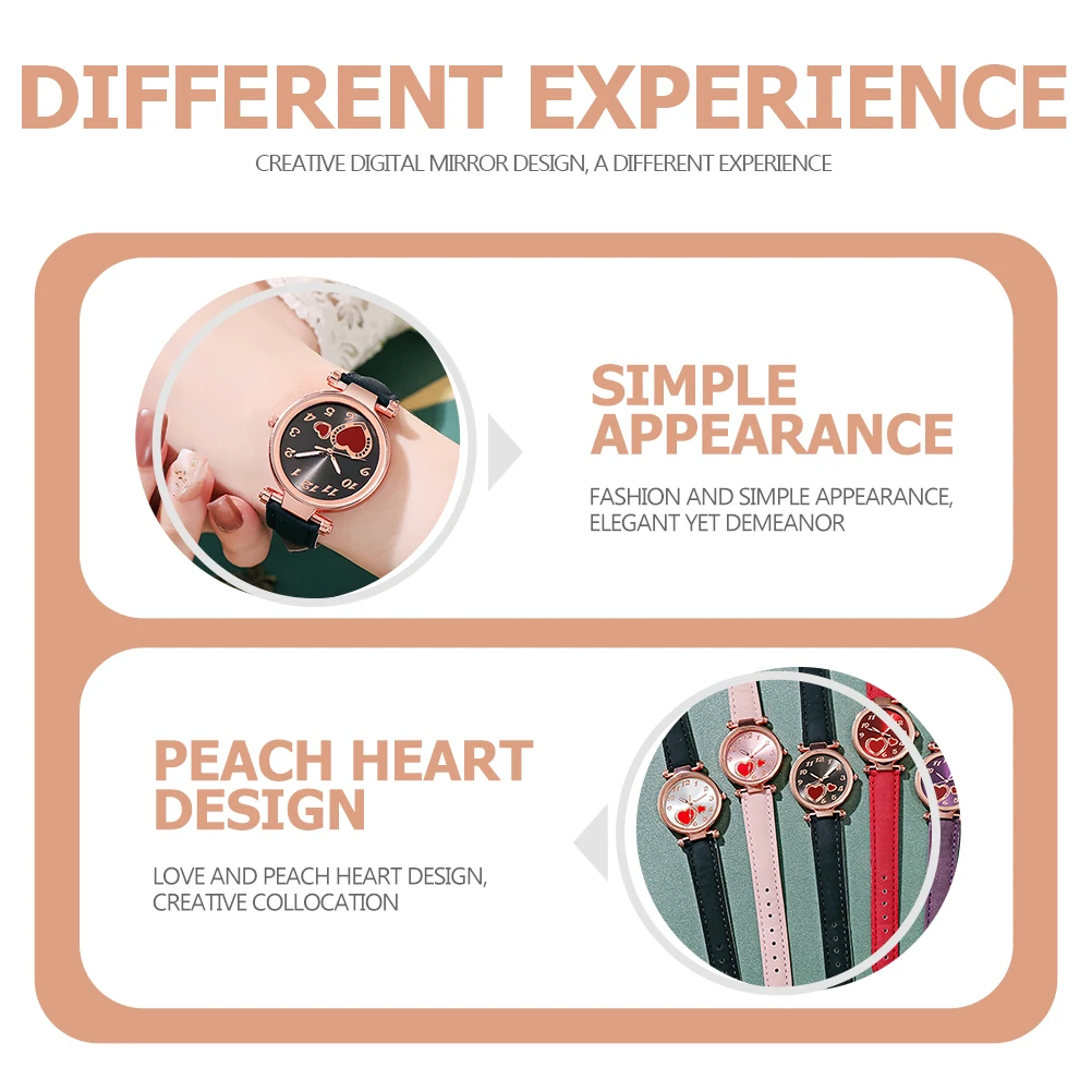 

1Pcs Heart Shaped Watch Women Quartz Casual Wristwatch Stylish Elegant Decorative Lady Wrist Watch Gift for Her