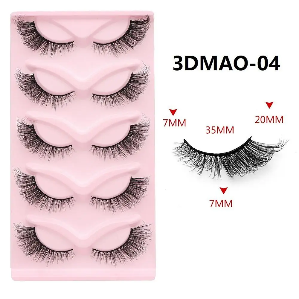 5 par 3D Natural Look Full Strip Lashes Wispy Long Eye Tail False Eyelashes Eye Makeup Dense Curl Cat Eye Lashes Women Beauty