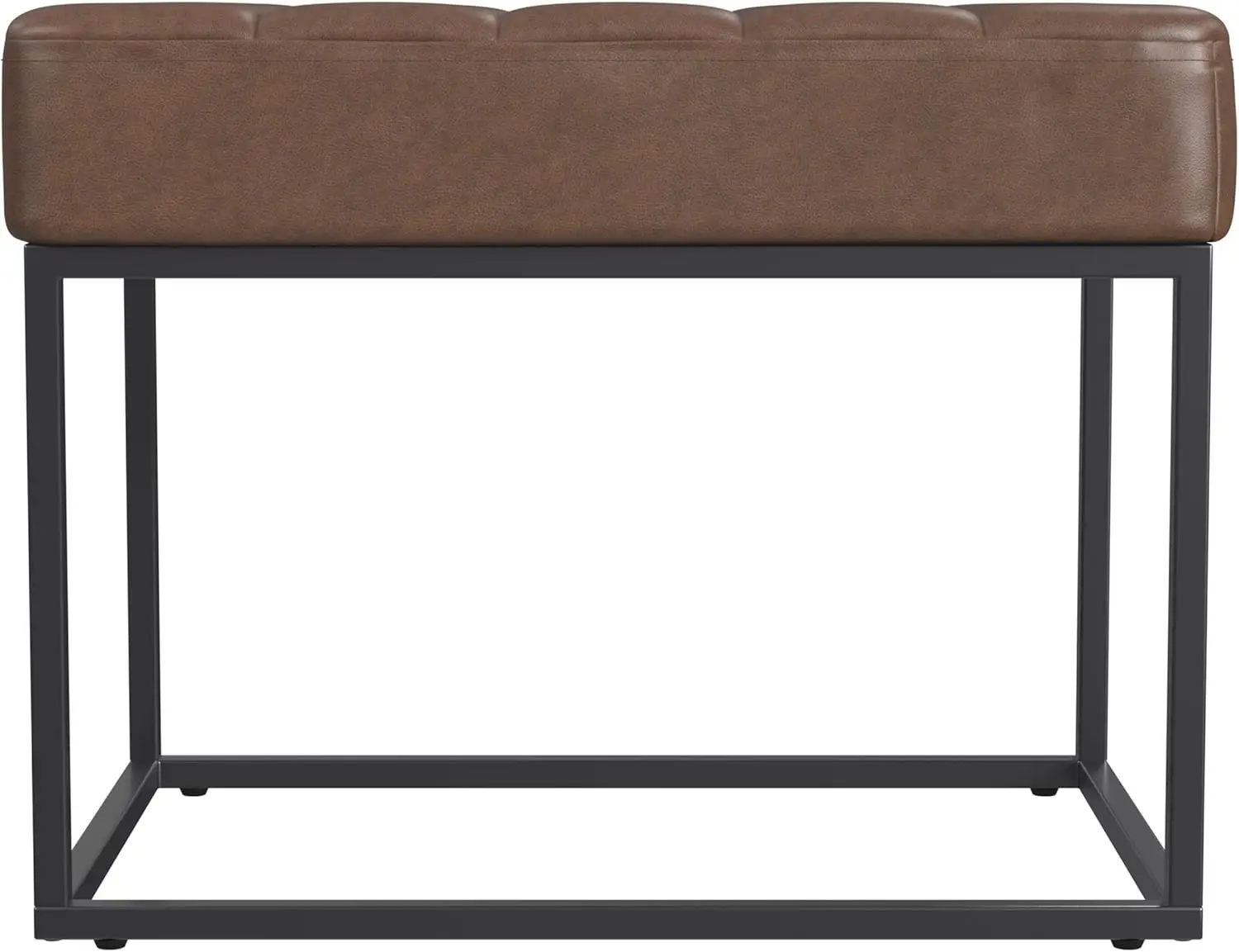 

Theodore Channel Tufted Small Ottoman - Brown Faux Leather
