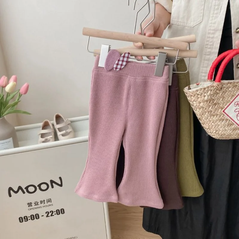 

Girls' Leggings Spring and Autumn Children's Western Style All-Matching Cotton Sunken Stripe Pants Trousers Baby Autumn Clothing