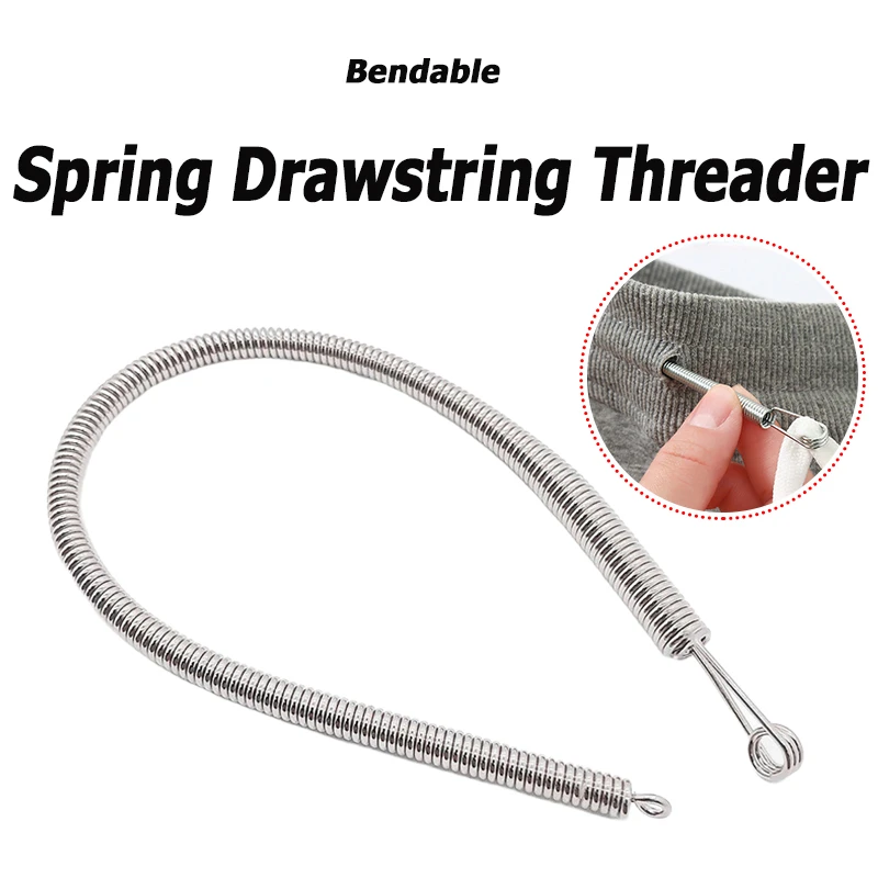 Bendable Spring Drawstring Threader Clip Pants Hoodies Elastic Band Lace Cord Flexible Drawstring Thread DIY Sewing Accessories