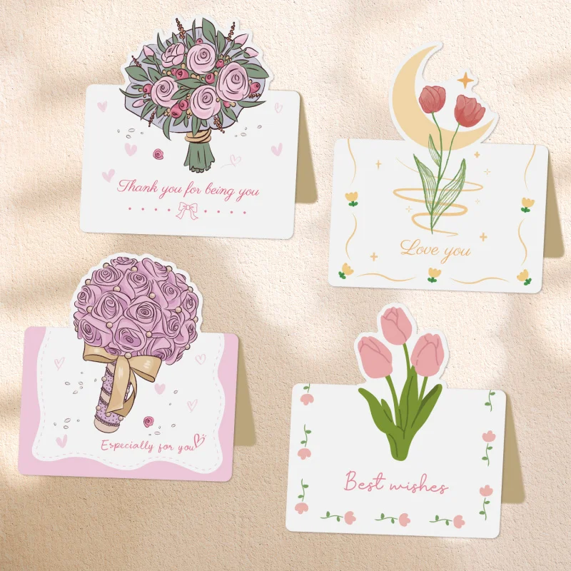 10 Stück Blumen-Grußkarte zum Muttertag, einfache Mini-Dankeskarte zum Valentinstag, Backen, Blumenladen, Geburtstags-Grußpostkarte