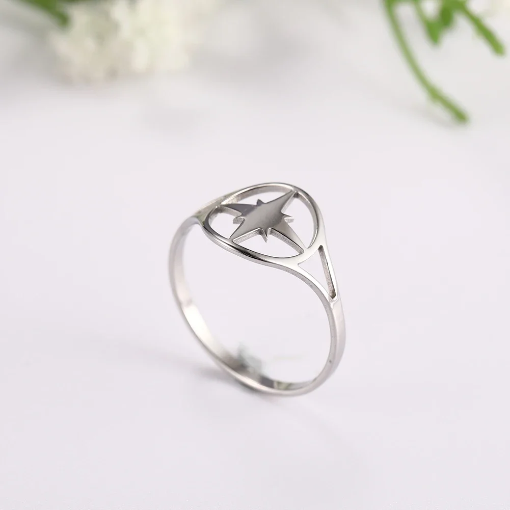 Amaxer Stainless Steel Lotus Lover's Ring for Girl Women Korean Style Finger Ring Party Daily Wear Valentine Jewelry Gift