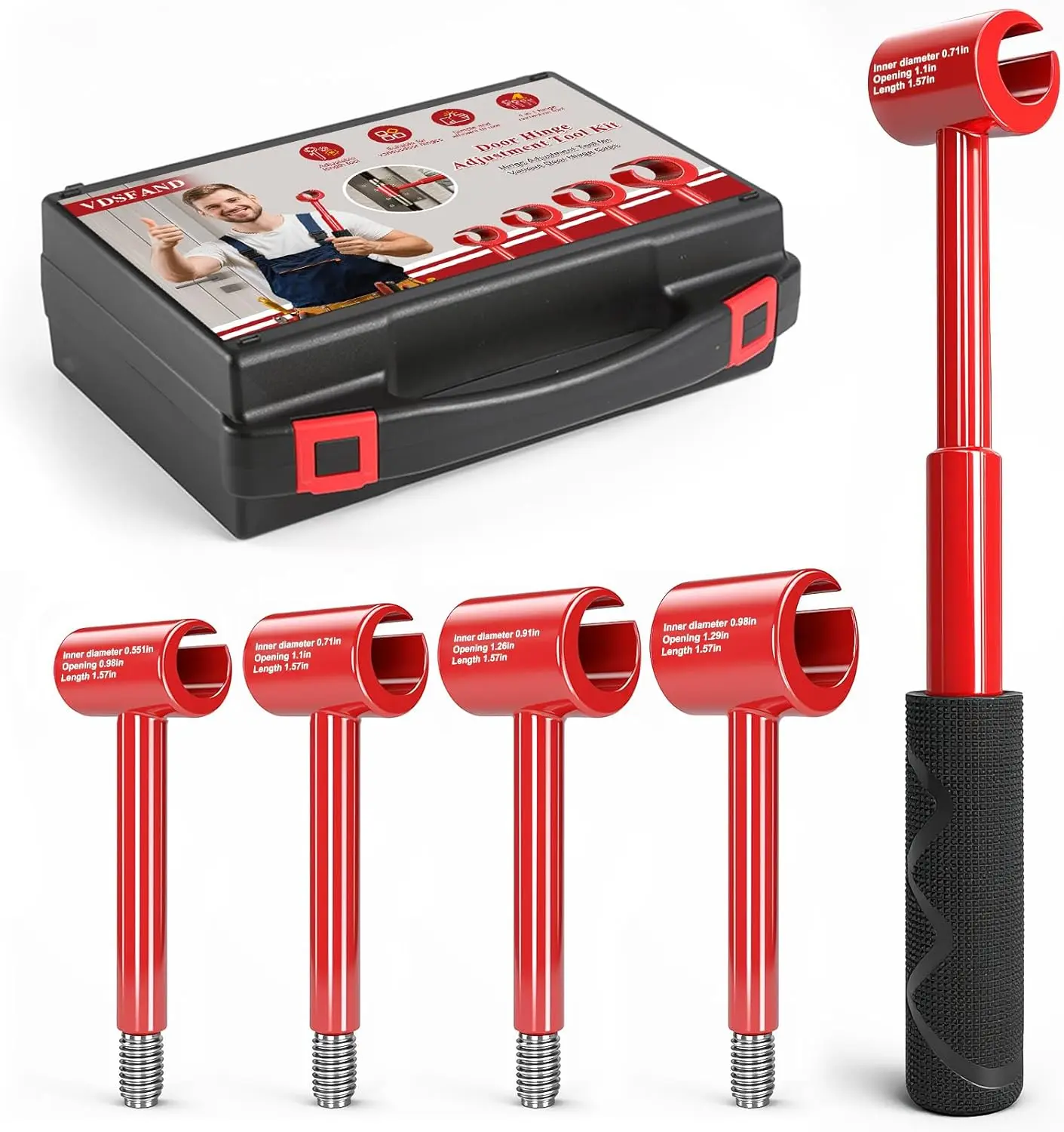 

4-in-1 Door Hinge Adjustment Tool Kit, 5-Piece Heavy Duty Hinge Wrench for Residential & Commercial Use