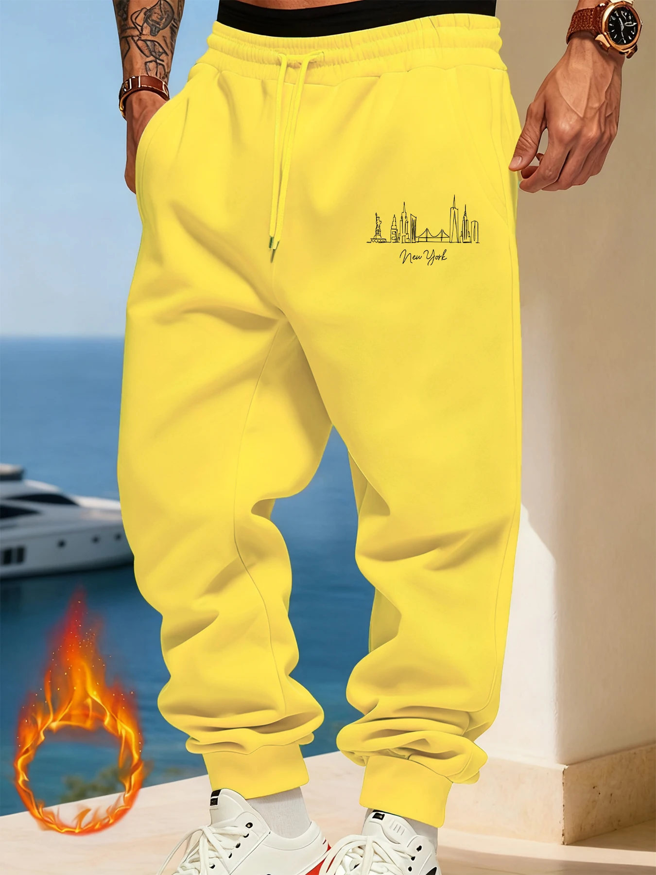 نيويورك سيتي لاين تصميم الرجال Sweatpant ركض الركض Britches جيب مريح السراويل الطويلة مريحة الأساسية للجنسين بنطلون