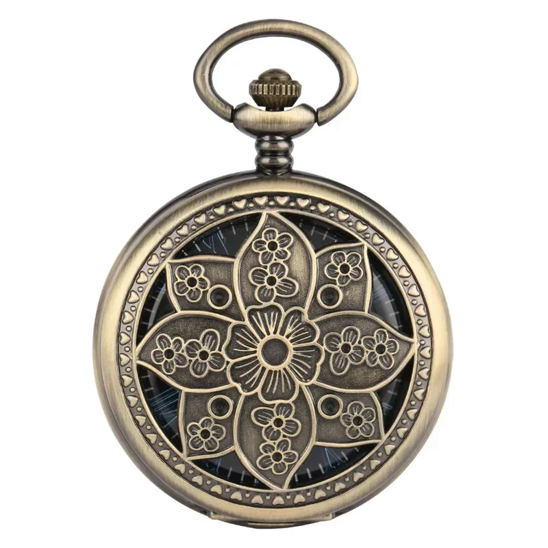 Vintage Hollow Lotus Flowers Men Women Mechanical Hand Wind Pocket Watch Vintage Skeleton Clock Best Gift Reloj
