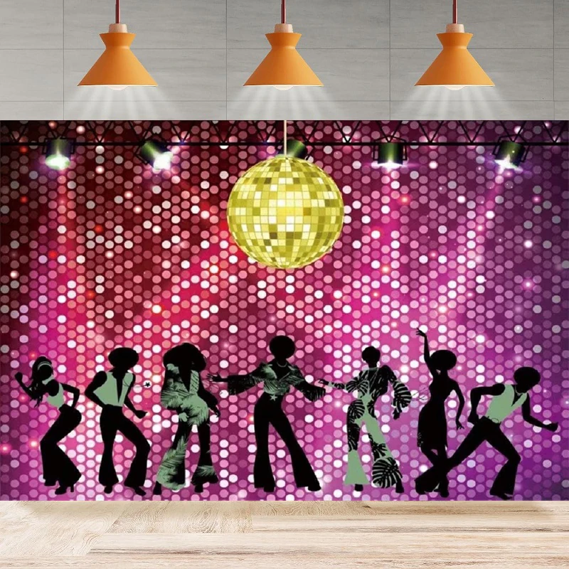 

Photography Backdrop Music Glitter Shiny Stage Lights 60s 70s 80s 90s Birthday Background Home Party Backdrop Wall Banner Decor