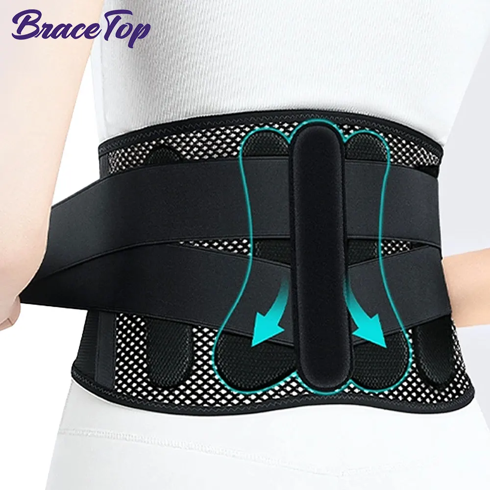 

Lower Back Support Belt, Sciatica Pain Relief, Gym Back Brace with Dual Adjustable Straps, Breathable Waist Lumbar Support Brace