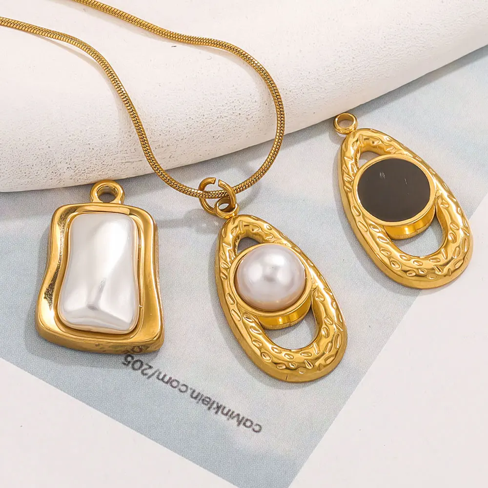 

5pcs Stainless Steel Imitation Pearl Enamel Square Charms Jewelry Making Accessories DIY Women Earrings Necklace Connector Gift