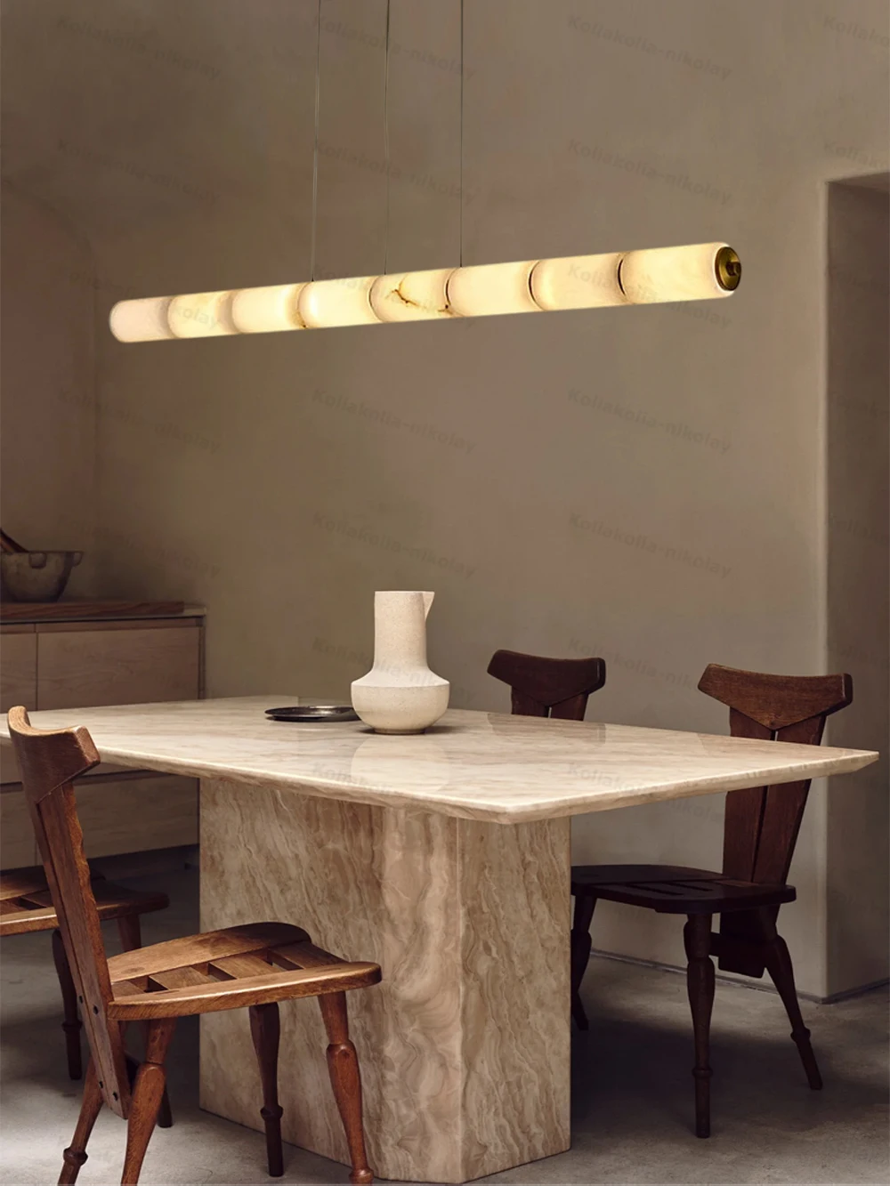 Marble Collection Linear Dimmable LED 2026 Chandelier Alabaster Pendant Light Suspension Luminaire