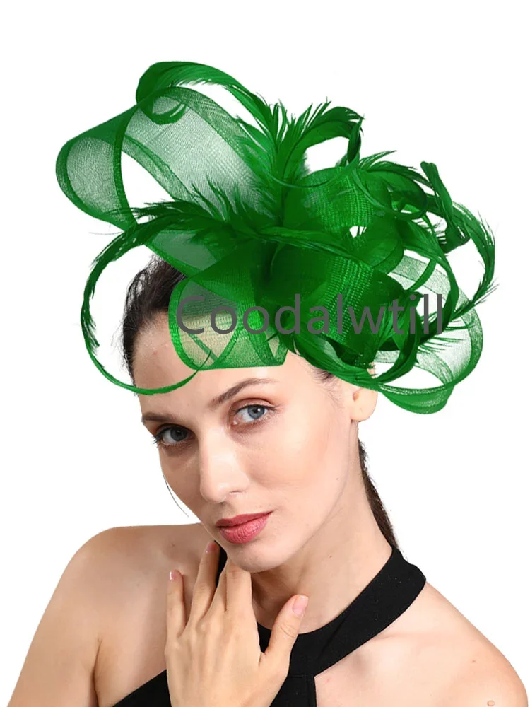 Black Wedding Fascinator Feather Hat Hair Clip Women Female Church HeaDwear Kentucky Party Chapeau Cap Ladies Hatinator