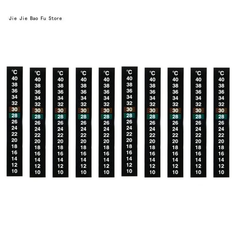 E8BD 10Pcs Stick On Thermometer Strips Digital Temperature Sticker for Fermenting Brewing Wine Cellar Aquariums 10-40°C
