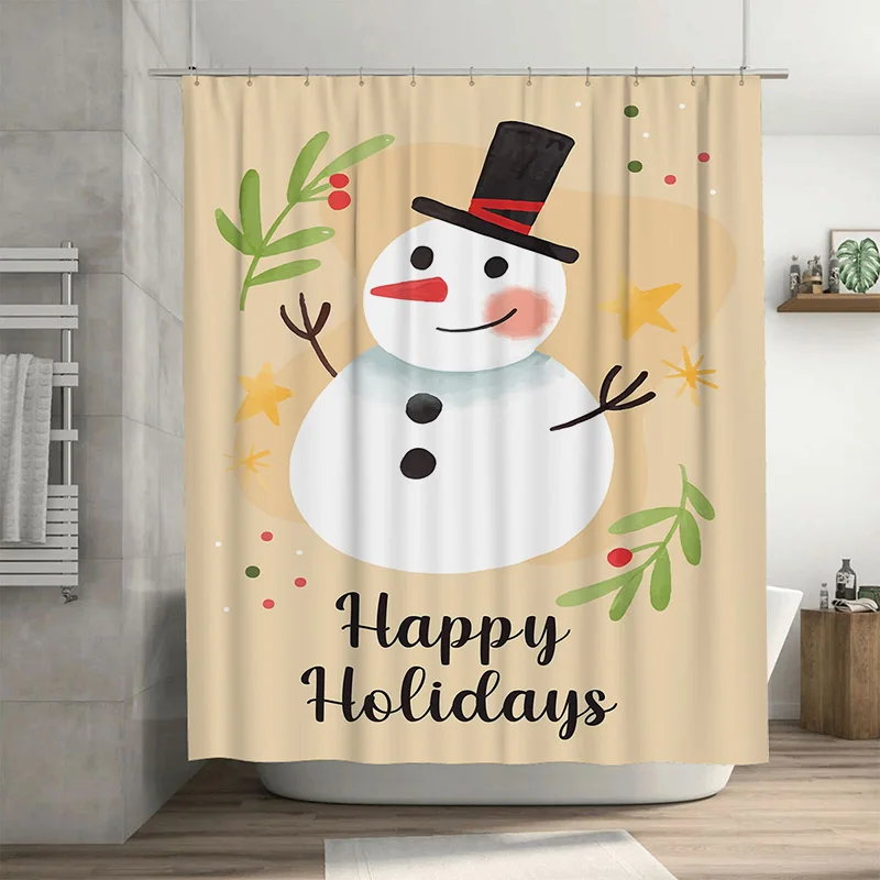

TuniuОчаровательный снеговик занавеска для душа зимний праздничный декор праздничный набор для ванной комнаты водонепроницаемый очаровательный уютный дизайн уникальная идея подарка