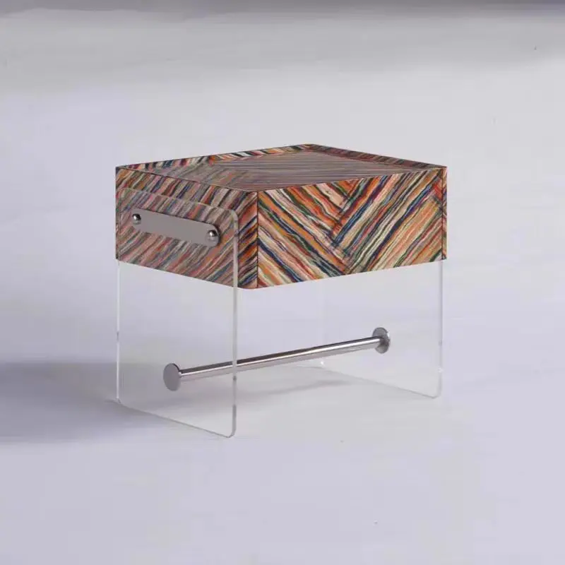 

Modern high-end Italian bedroom round square designer acrylic bedside table
