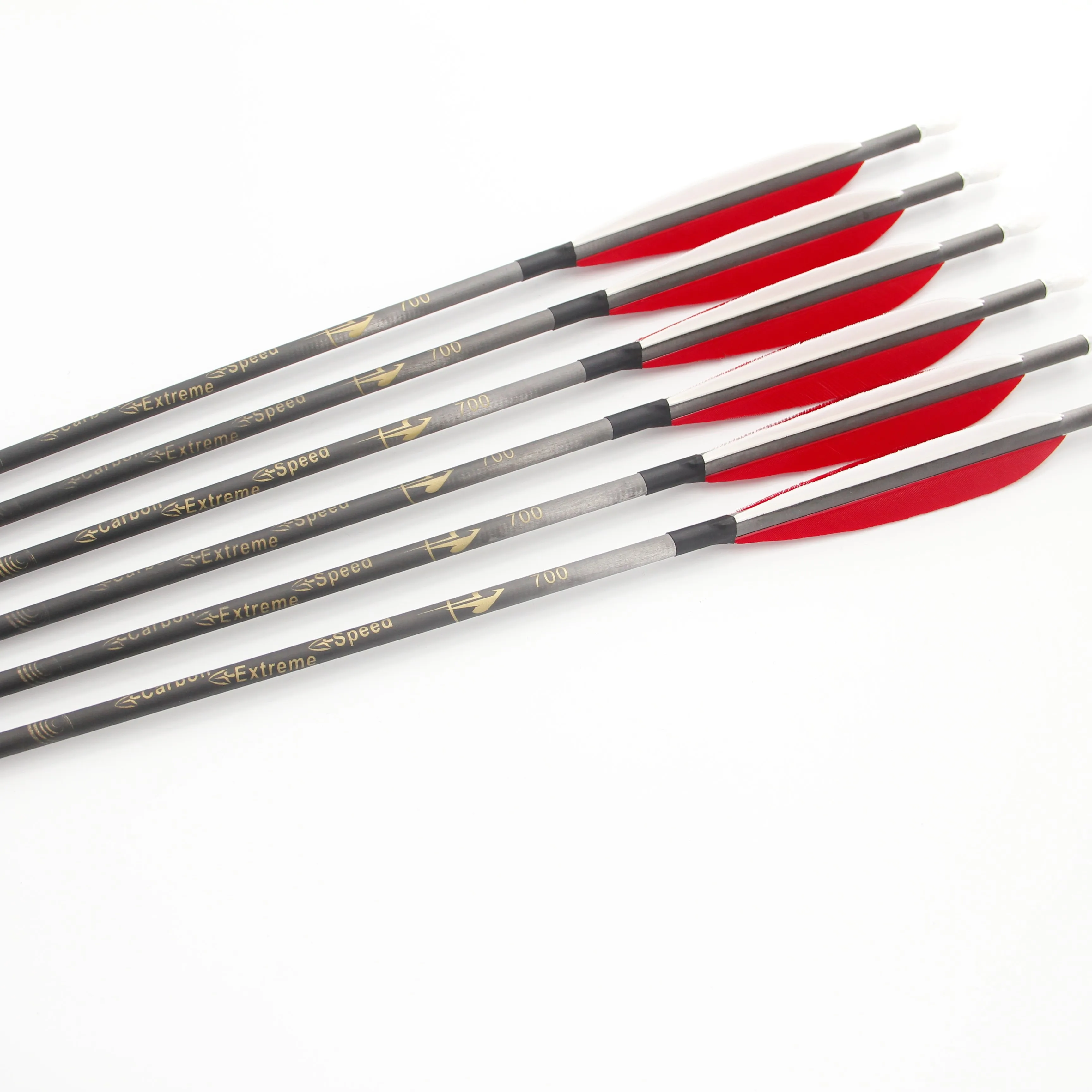 Pinals 12pcs ID6.2mm Pure Carbon Arrow Spine 400 500 600 700 800 Shaft 5In Turkey Feather Recurve Bow Hunting Shootiing Archery