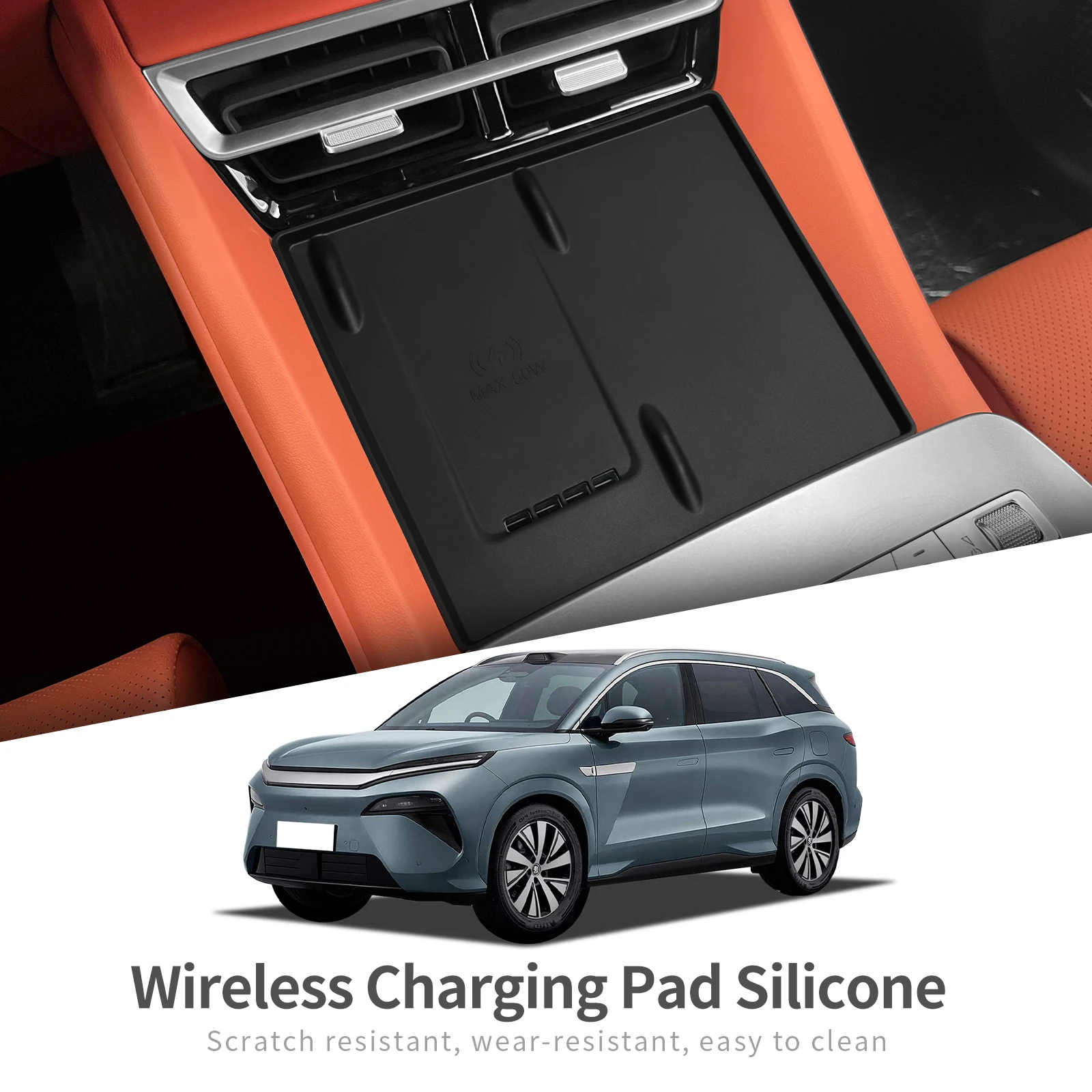 

Силиконовый коврик для беспроводной зарядки BYD Tang L 2025, нескользящая защитная накладка для телефона, зарядное устройство, аксессуары для салона автомобиля, черный цвет