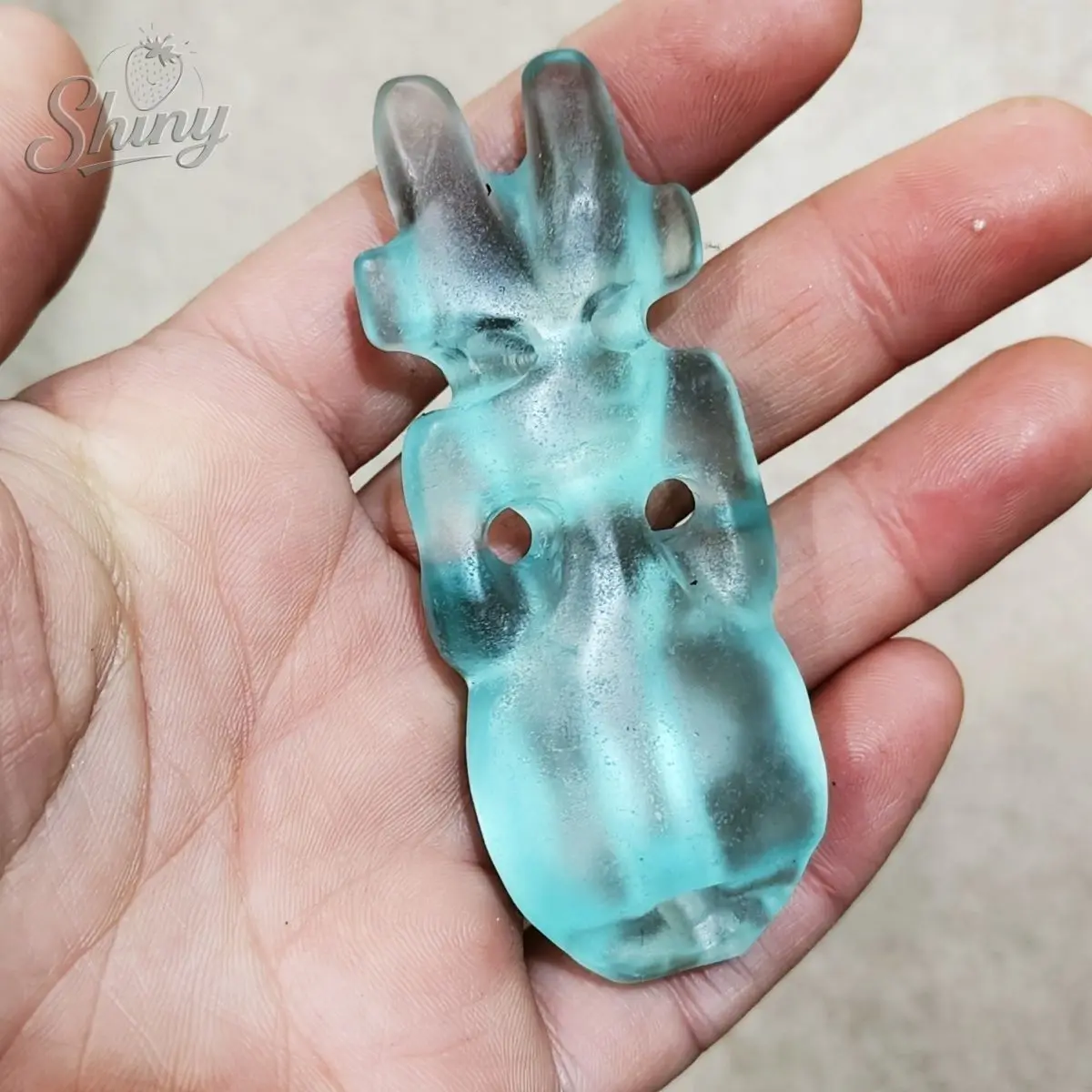 Old China Hongshan Culture Blue Crystal Amulet  Hand Carved Sun God Meteorite Statues  Estatuas Religiosas