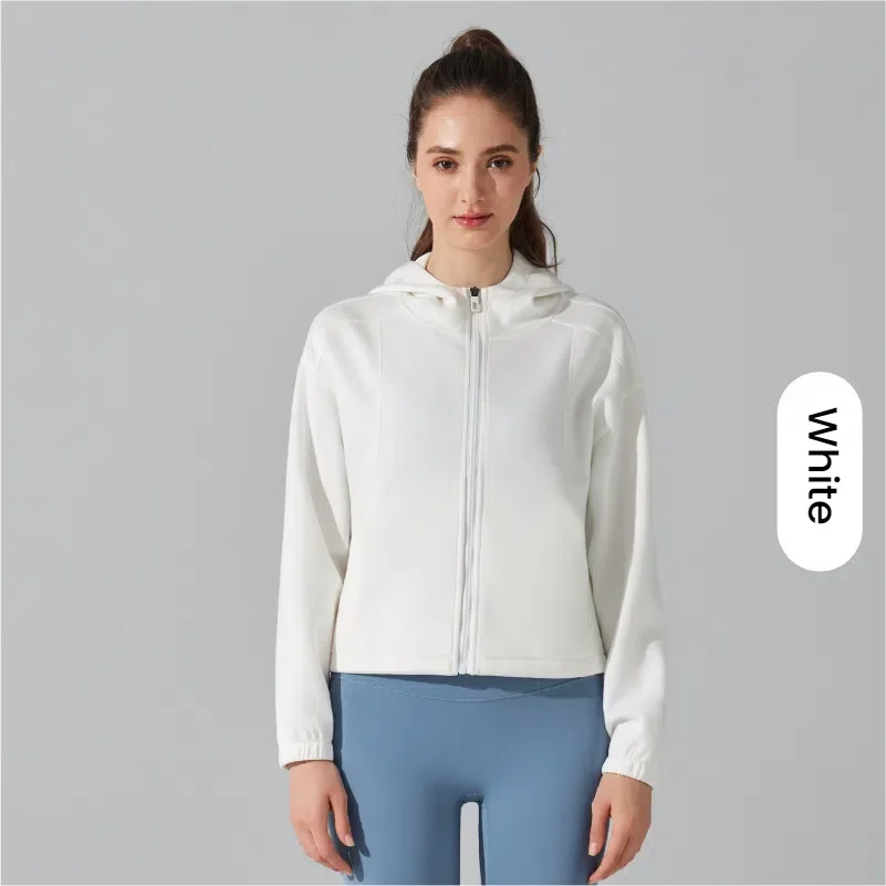 Women's Fall Winter Hooded Zip Up Sweatshirt Jacket Loose Fit Fleece Yoga Coat Warm Sports Outdoor Pullover Gym Running Tops