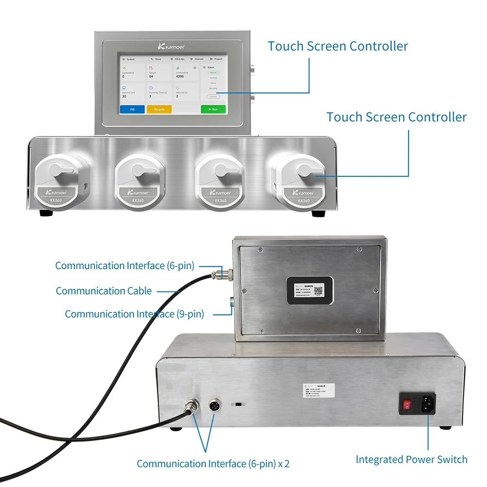 Kamoer NP04-KK360 Peristaltic Pump AC100V-220V Intelligent Automatic Circulating Dosing Pump with 7 Inch Touch Screen