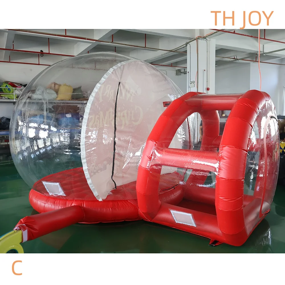 fast air ship to door,red Christamas Inflatable Snow Globe X mas decoration clear PVC bubble tent for sale
