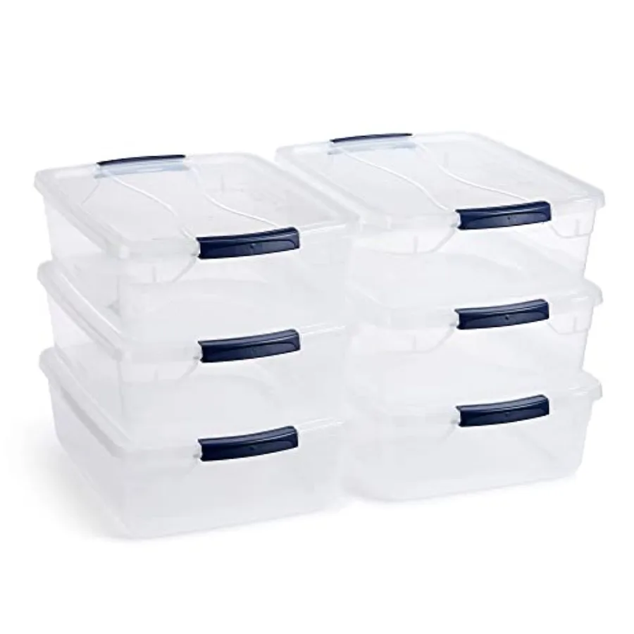 

Cleverstore 17 Qt Clear Storage Bins with Lids 6-Pack Stackable BPA-Free Made in USA Ideal for Organizing Closets Pantries Gara