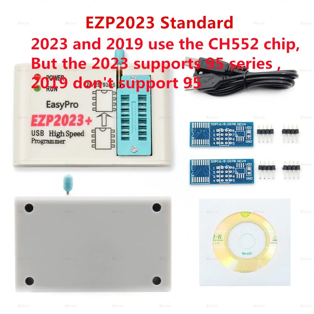 Original EZP2023 USB SPI Programmer + 12/15/18 Adapters Support 24 25 93 95 EEPROM Flash Bios for Windows Ch554T Chip with SMD