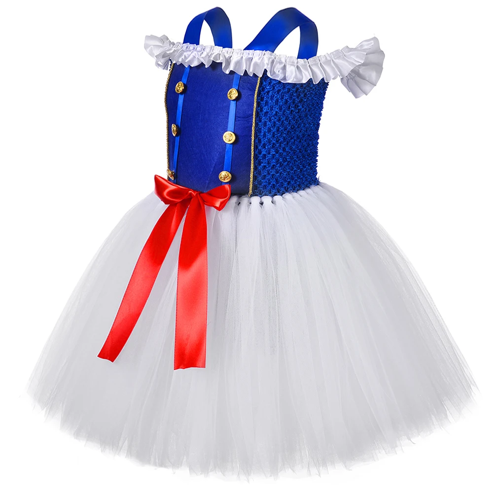 Girls Sailor Marine Navy Costumes for Kids Christmas Halloween Lined Dresses White Lace Navy Style Princess Ballet Tutus Outfit