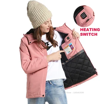 3-Zone Smart Heated Jacket 2 Smart Heated Jacket Waterproof Men 3 Areas Heated Vest For Women Winter Outdoor Sports Coat Warm Heating Coat Motorcycle Jacket 2