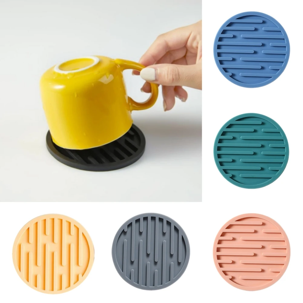 10cm Silicone Coasters Round Heat Resistant Tea Cup Mat Thickened Drink Coffee Glass Beverage Holder Pad Decor Table Mat