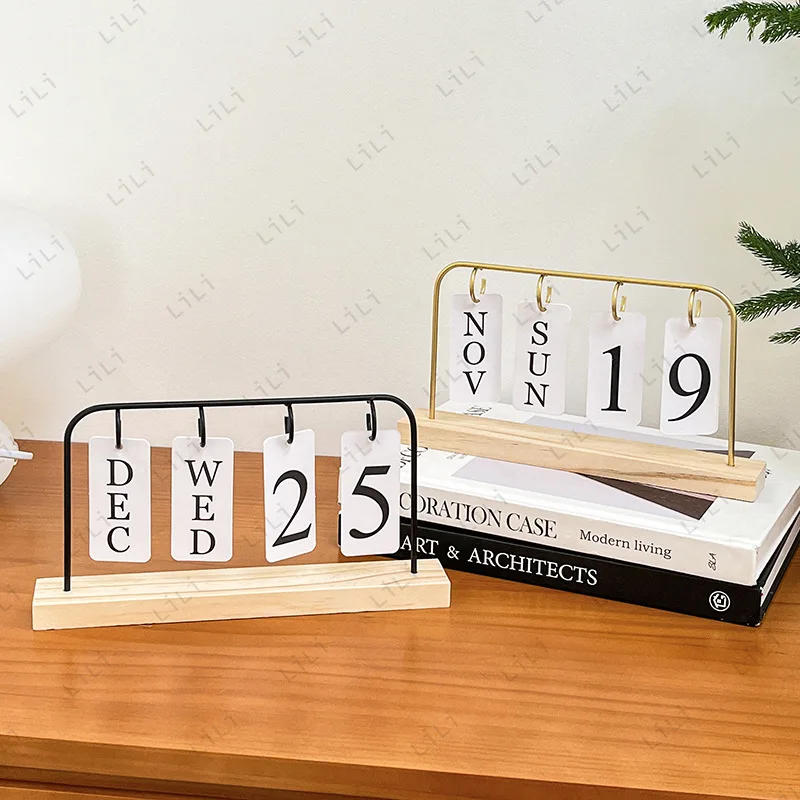 

Простой металлический каркас, перекидной деревянный ремесленный календарь, домашний настольный календарь для спальни, небольшой орнамент, реквизит для съемки, календарь, подарки