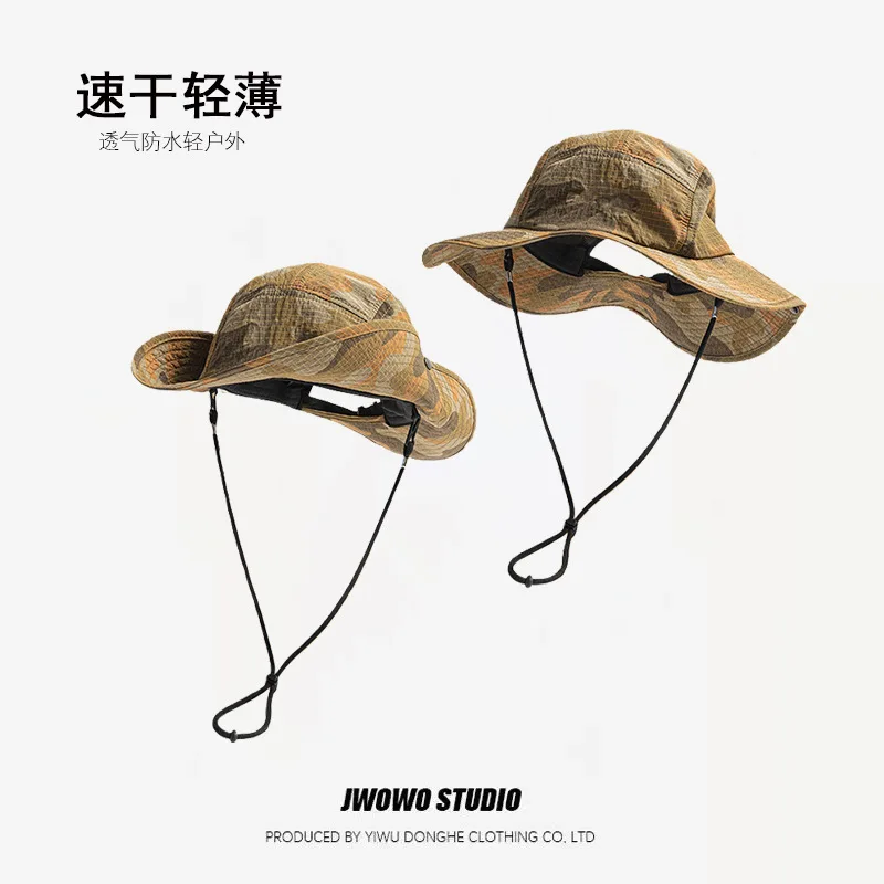 Outdoor Camouflage Quick-drying Thin Style Fishermen Hat for Men Women Sun Protection Hat Camping Hiking Mountain Climbing Hat