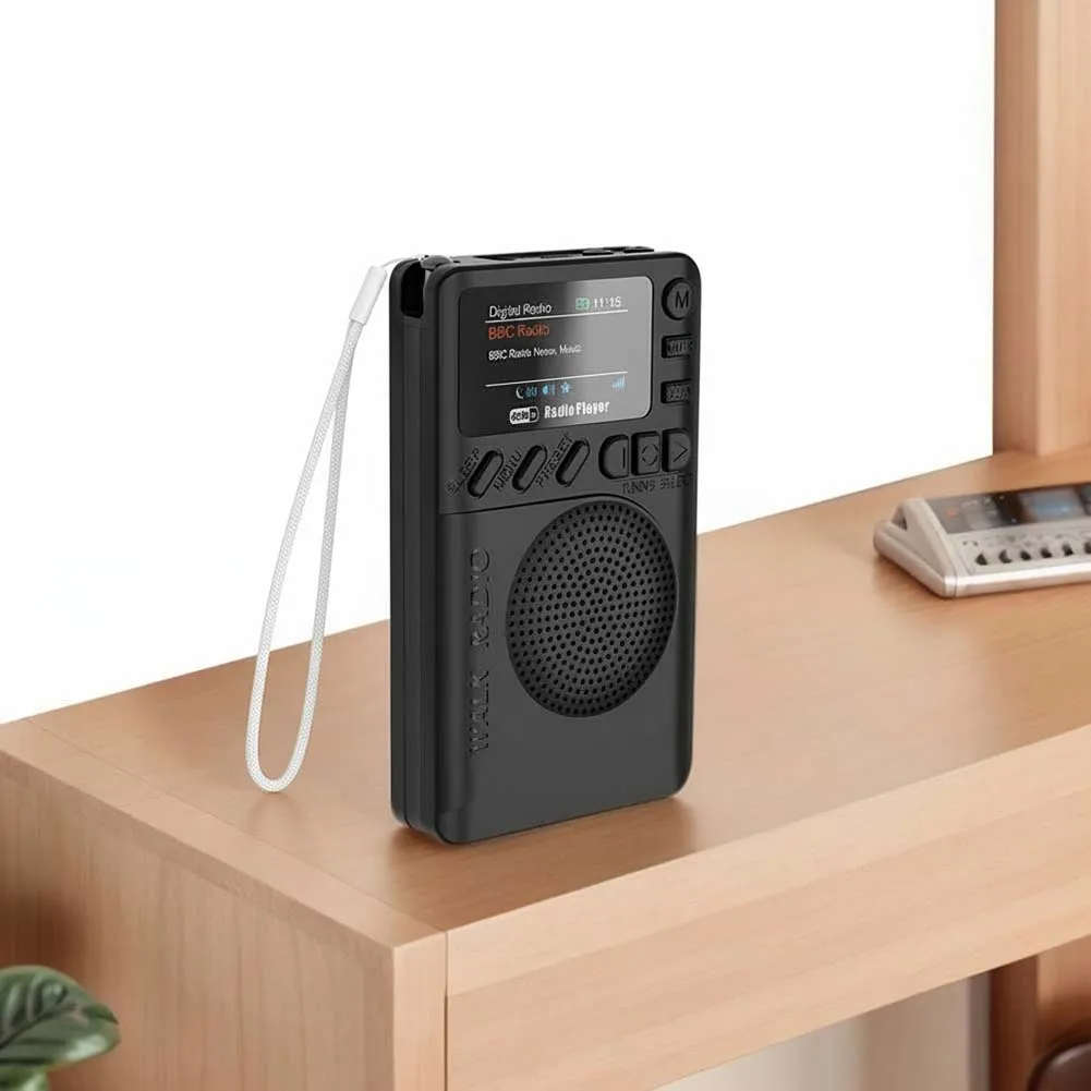 Mini DAB FM Digital Radio with Headphone Jack Portable Radio Speaker BT5.0 Color Screen Pocket Radio for Running Sports