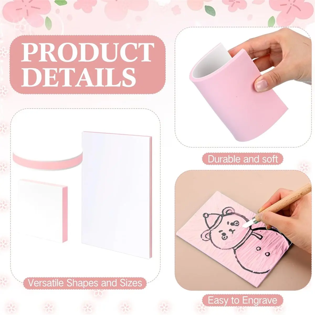 【AT48】 NEW 18 Pcs Rubber Stamp Carving Blocks Linoleum Blocks 4