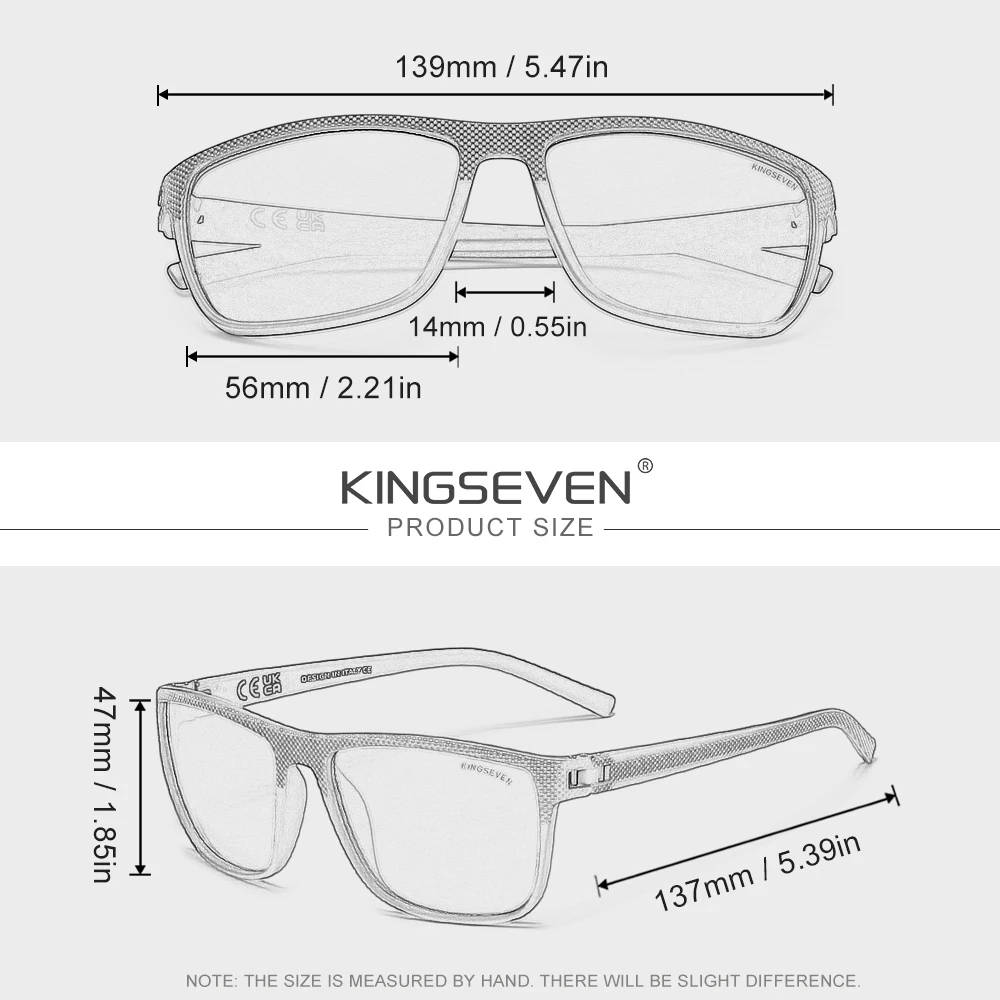 KINGSEVEN Fashion Men Prescription Sunglasses Myopia Hyperopia Progressive Eyewear Causal Matte Frame Optical Lens Women Glasses