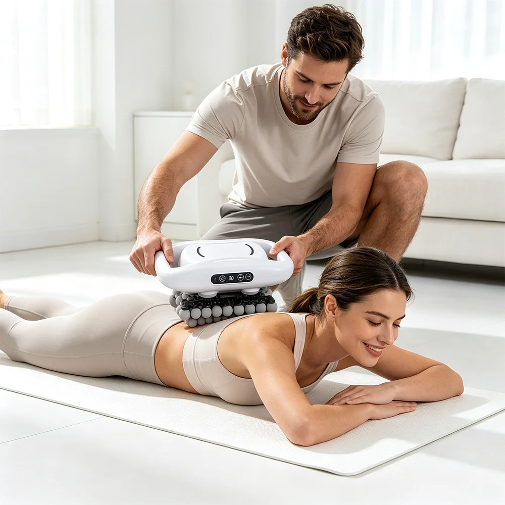Professional Multi-Head Fascia Gun Powerful Deep Tissue Massage High Frequency Vibration Back Waist Hip Leg Body Muscle Massager