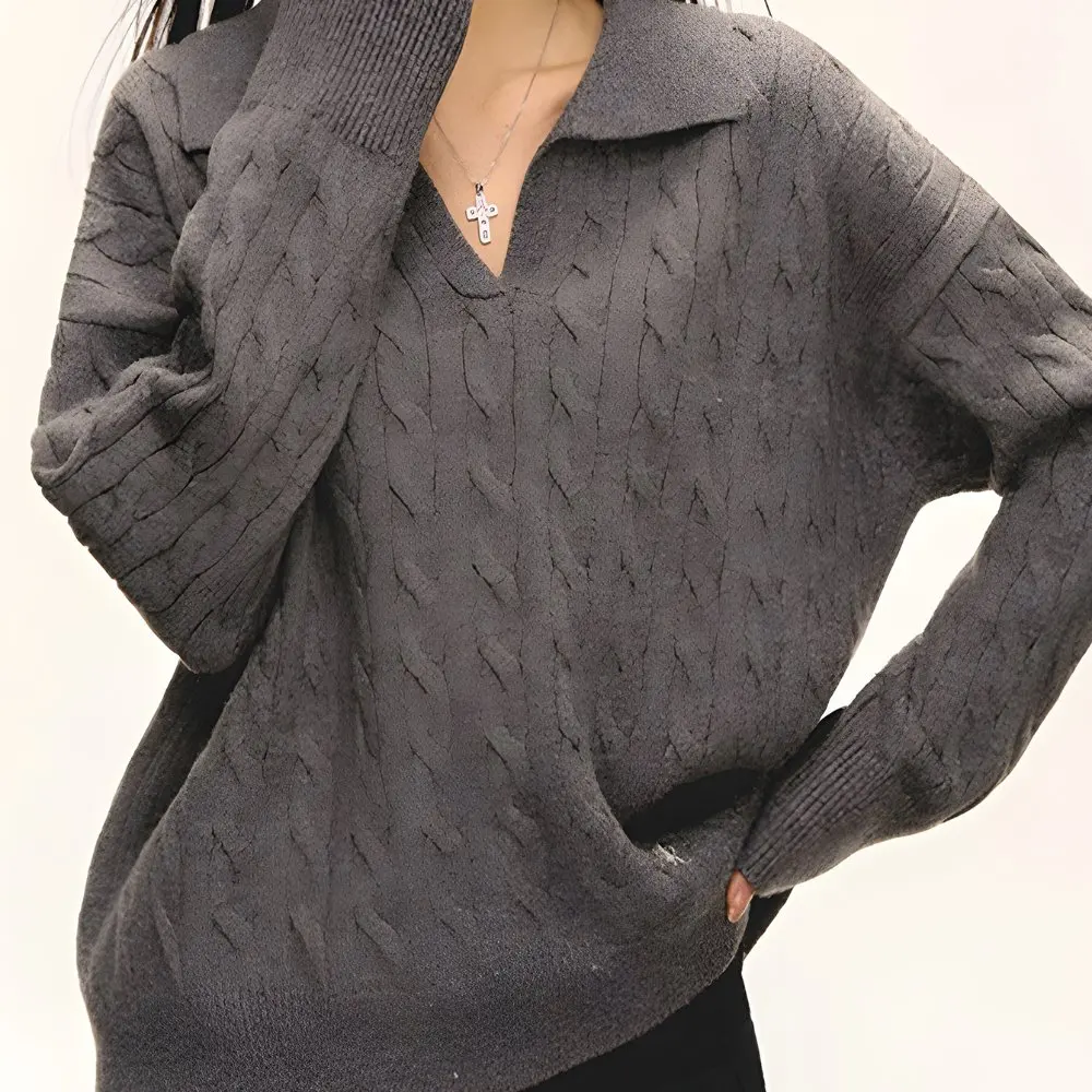 

Business Commute Style Long Sleeve Round Neck Sweater Fitted Design Straight Tube Sleeves No Decoration Required