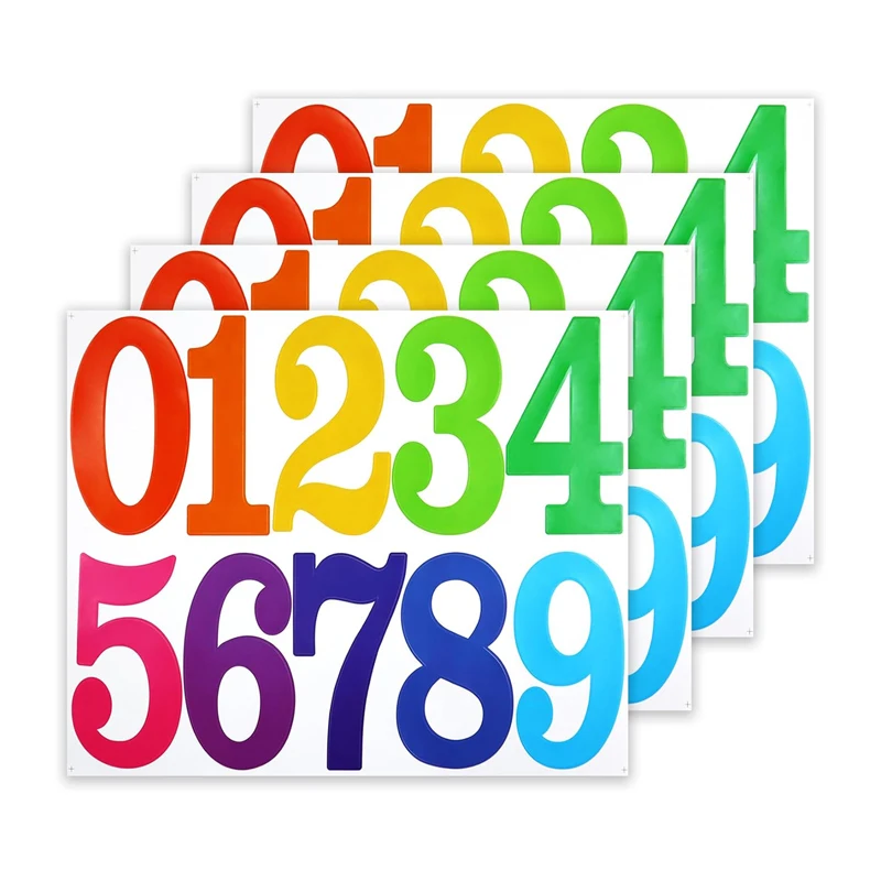 40Pcs Large Number Stickers 4 Sheets Self-Adhesive Vinyl Number Stickers Set 4 Inches 0-9 Number Sticker for Mailbox Doors Decor