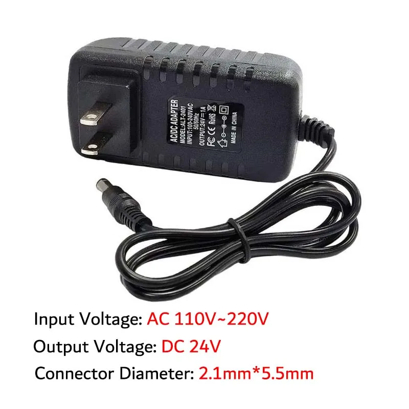 US 24V 1A Switching Power Supply AC 110V~220V Lighting Transformer 24W Power Adapter 2.1mm*5.5mm DC Male Connector For LED Light