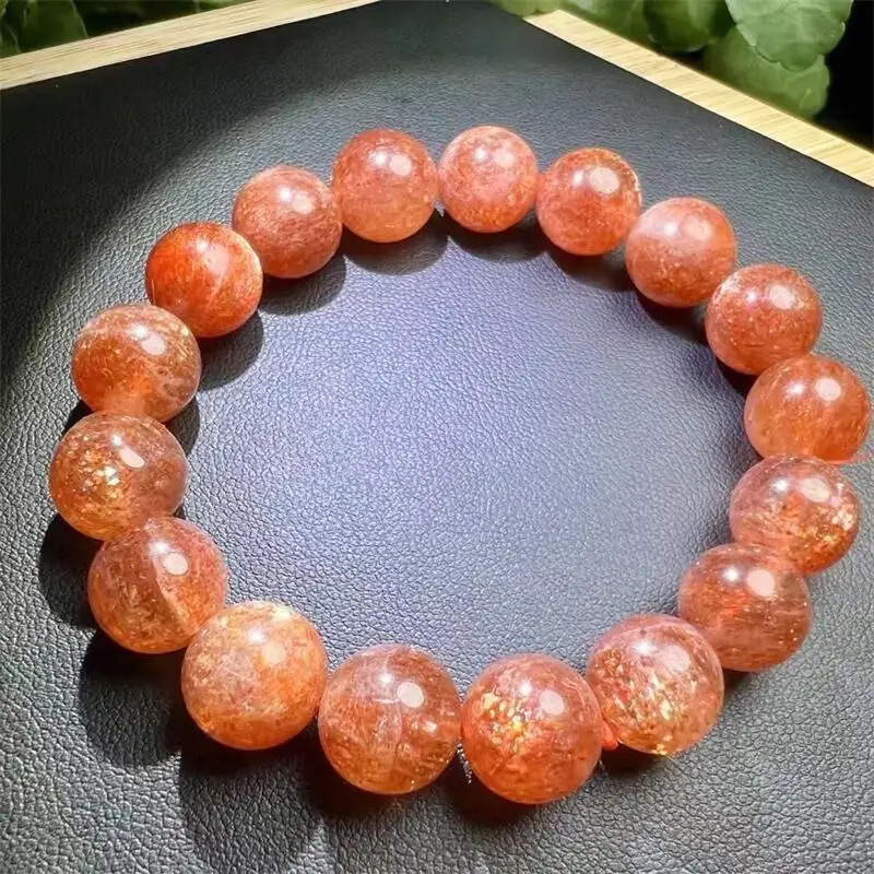 

11MM Natural Golden Sunstone Bead Bracelet Healing Reiki Crystal Man Woman Fengshui Jewelry Birthday Gift 1PCS