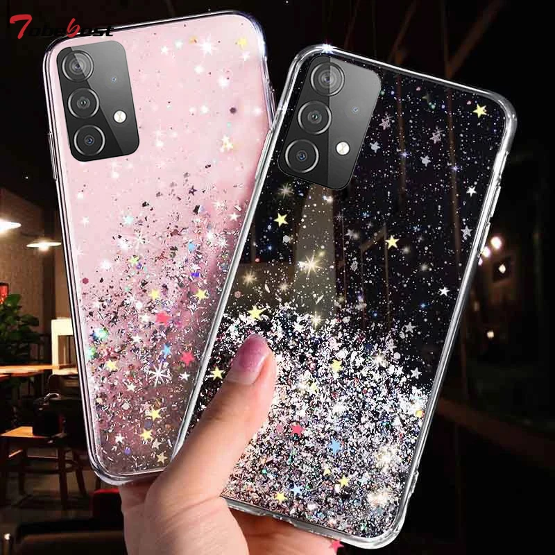 Silver Foil Bling Glitter Case For Samsung Galaxy A01 A02S A11 A21 A21S A31 A41 A51 A71 A12 A32 A42 A52 A72 A52S A22 4G 5G Cover