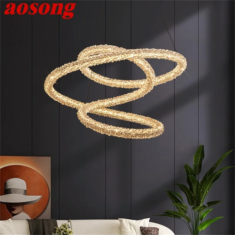 

AOSONG Modern Creative Pendant Lamp LED Fixtures Gold Decorative Crystal Chandelier Lights For Home Living Dining Room