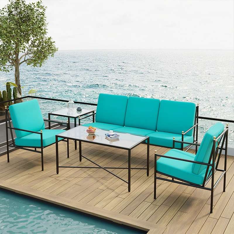 

Nordic outdoor sofa coffee table combination wrought iron courtyard terrace garden balcony outdoor waterproof